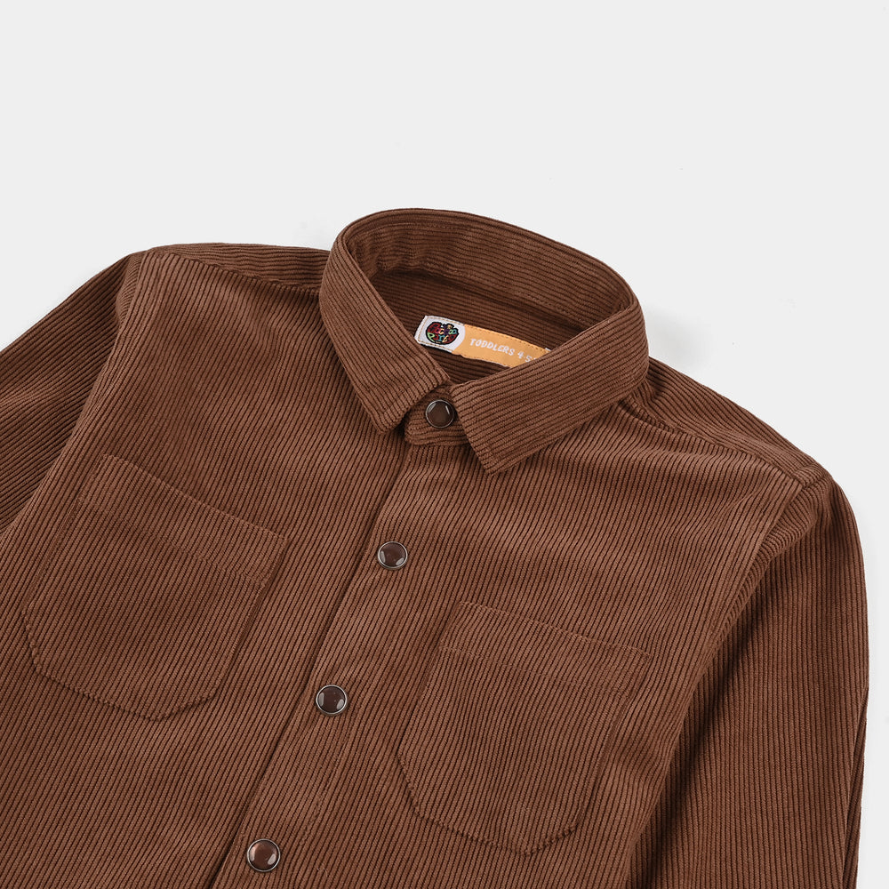 Boys Corduroy Shirt F/S (Today) - BROWN