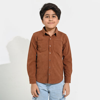Boys Corduroy Shirt F/S (Today) - BROWN