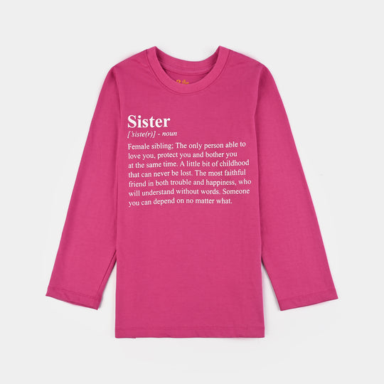 Girls Cotton Jersey T-Shirt F/S SISTER-Purple