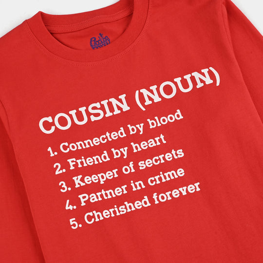 Girls Cotton Jersey T-Shirt F/S Cousin (Noun)-H.R.Red