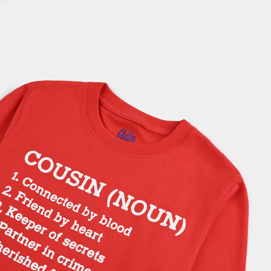 Girls Cotton Jersey T-Shirt F/S Cousin (Noun)-H.R.Red