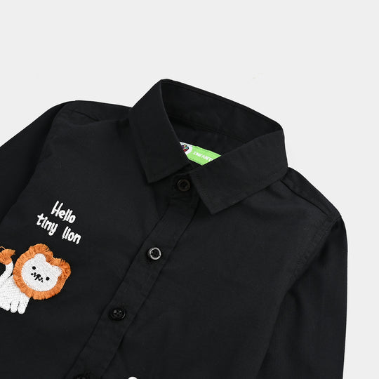 Infant Boys Cotton Shirt (Roar) - BLACK
