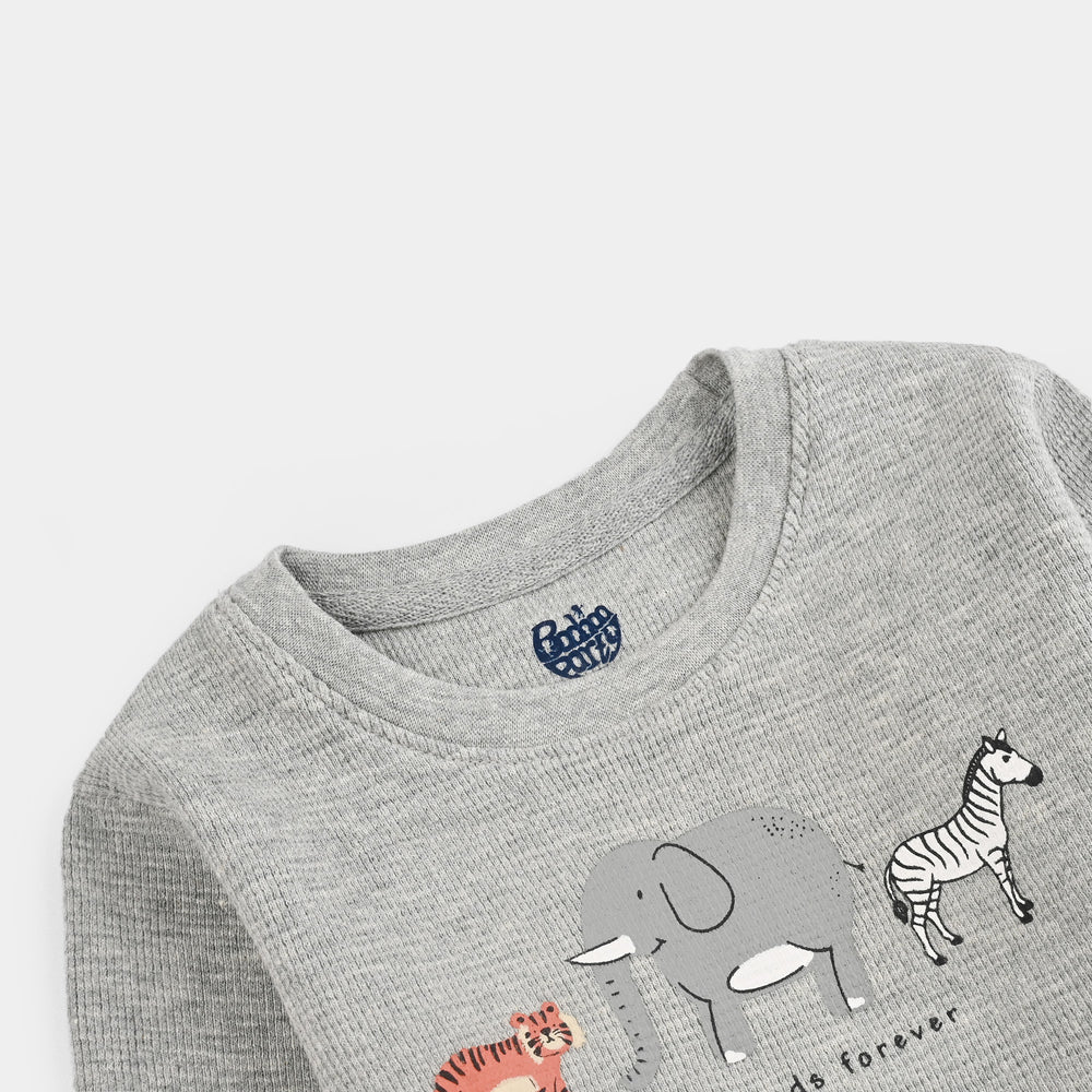 Infant Boys Thermal T-Shirt F/S Friends Forever-Htr.Grey