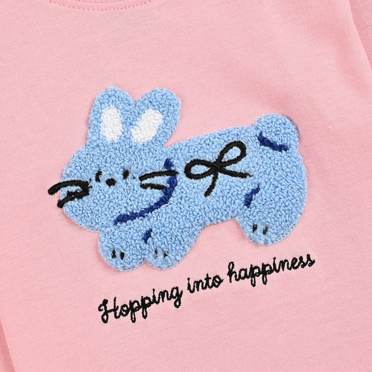 Infant Girls Cotton Jersey T-Shirt F/S Into Happiness-Candy Pink