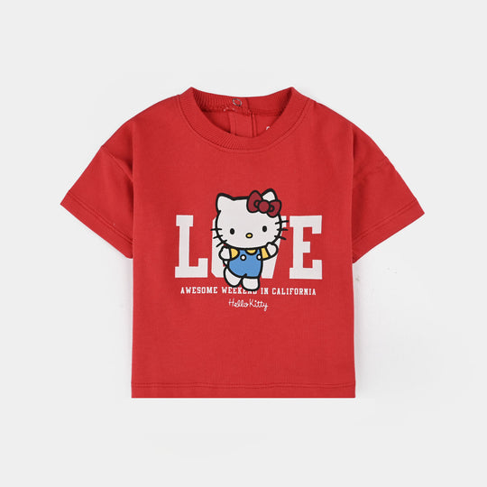 Infant Girls Cotton Jersey T-Shirt H/S Love-Chines Red