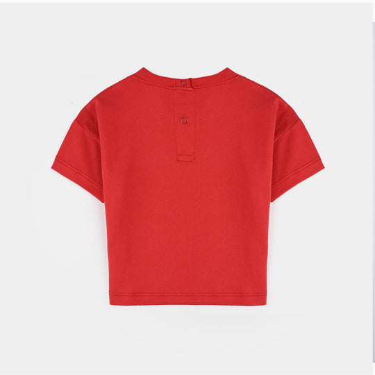 Infant Girls Cotton Jersey T-Shirt H/S Love-Chines Red