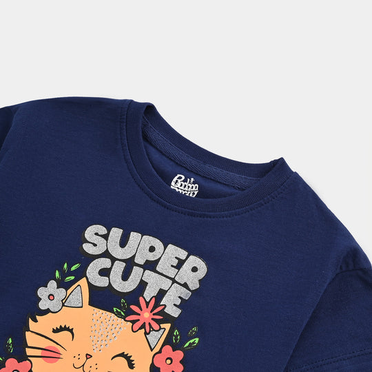 Infant Girls Cotton Jersey T-Shirt H/S Super Cute - NAVY
