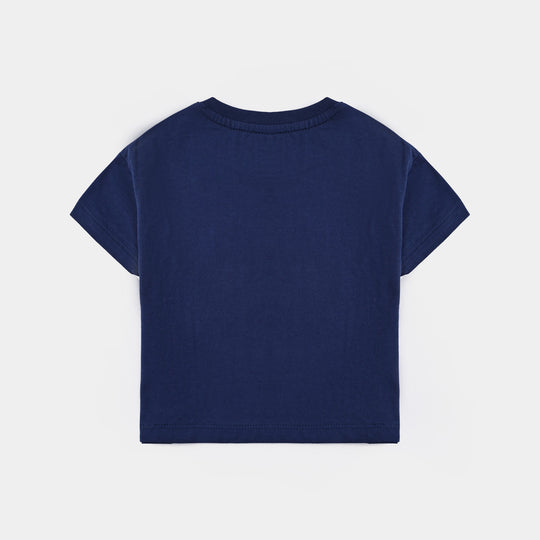 Infant Girls Cotton Jersey T-Shirt H/S Super Cute - NAVY