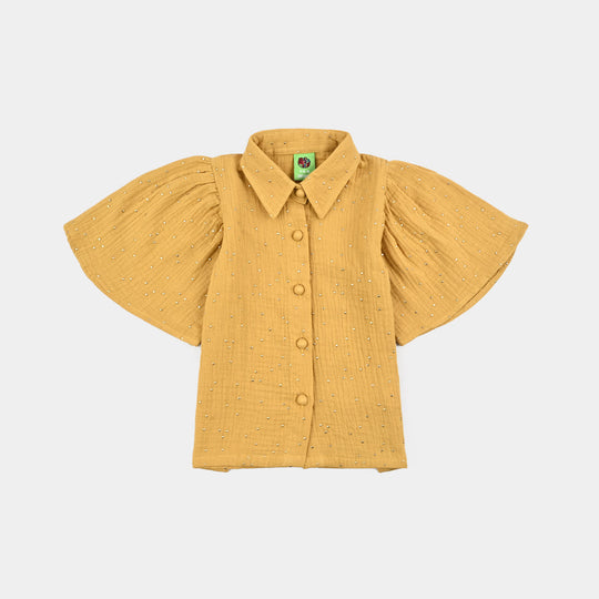Infant Girls Cotton Casual Top Mustard Shine
