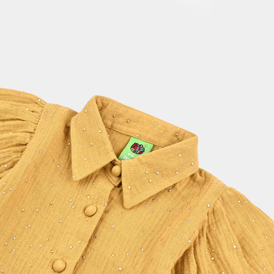 Infant Girls Cotton Casual Top Mustard Shine