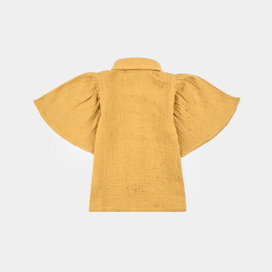 Infant Girls Cotton Casual Top Mustard Shine