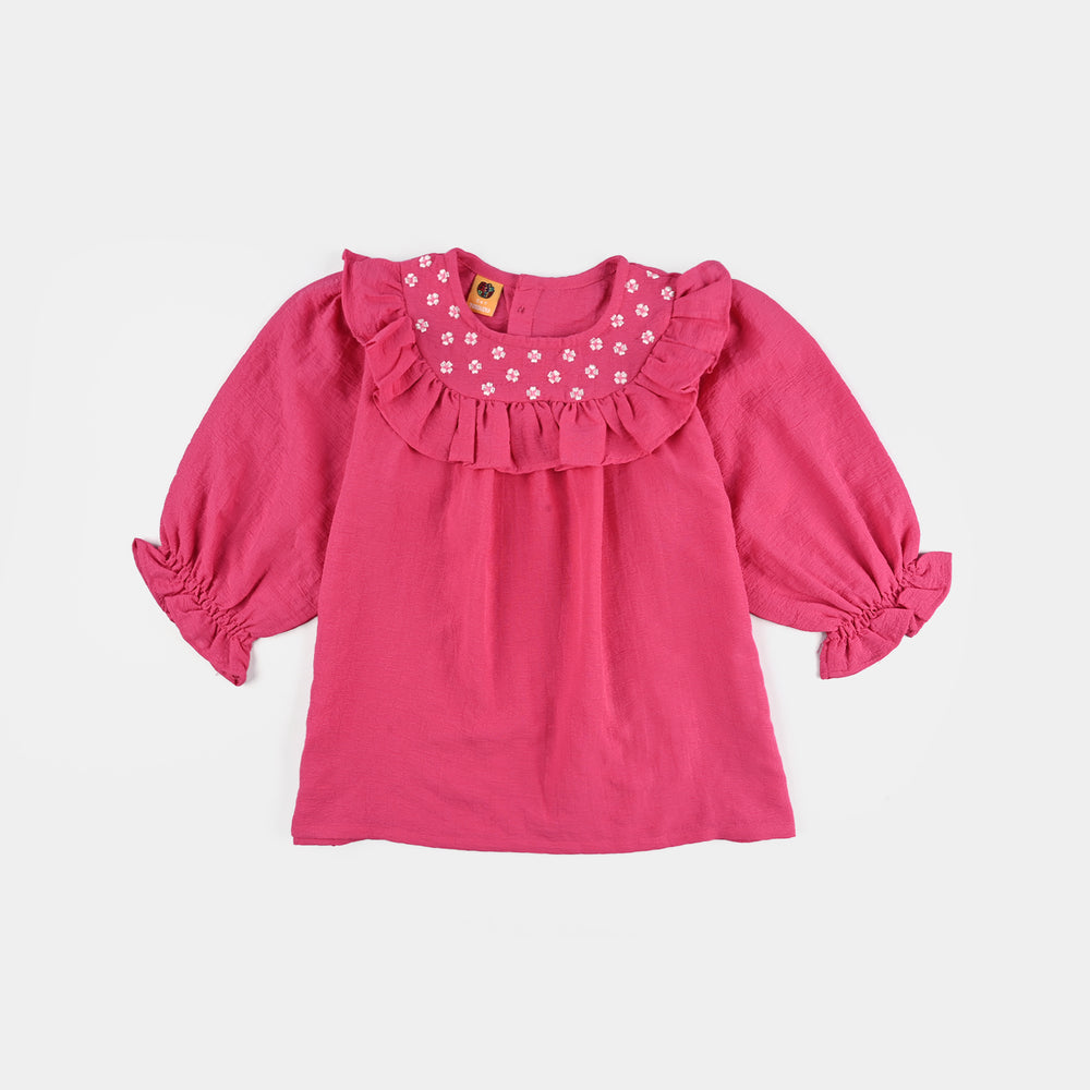 Girls Poly Mesh Emb Co-Ord Set Celia - Pink