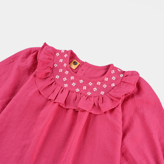 Girls Poly Mesh Emb Co-Ord Set Celia - Pink