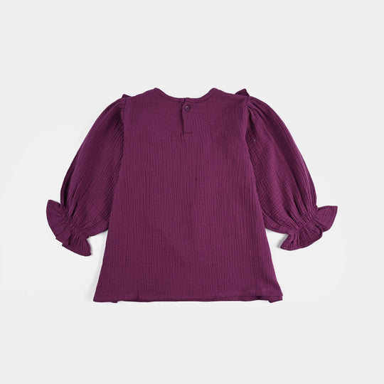 Girls Poly Crinkle Emb Co-Ord Set Plum - Purple