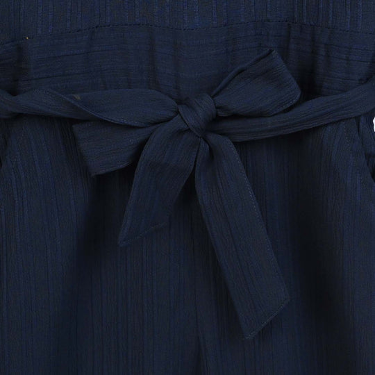 Girls Poly Crinkle Emb Jumpsuit Hazel-Navy Blue