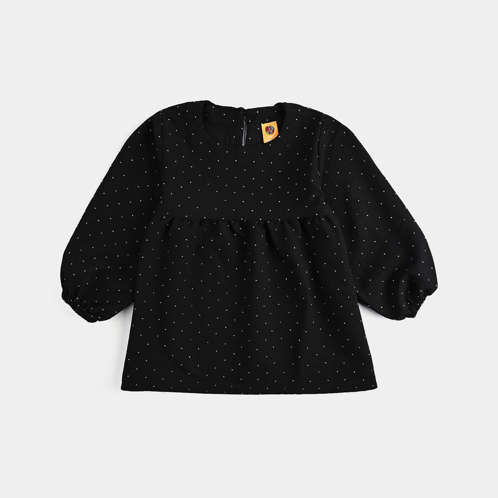 Girls Poly Crinkle CO-Ord Set Black Studs-BLACK