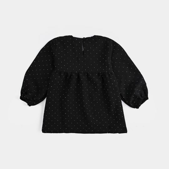 Girls Poly Crinkle CO-Ord Set Black Studs-BLACK