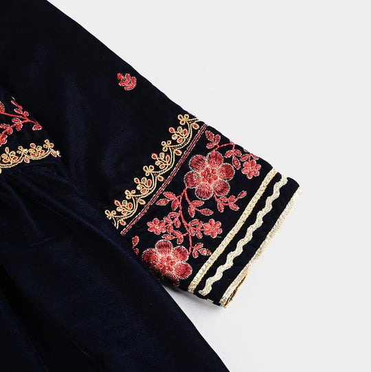 Girls Velvet 3Pcs Noor-Navy Blue
