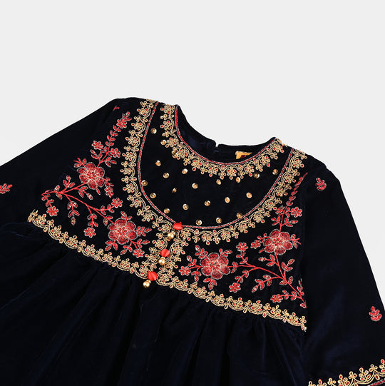 Girls Velvet 3Pcs Noor-Navy Blue