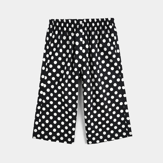Infant Girls Cotton Poplin Printed & Emb 2 Pcs Polka Dote - BLACK