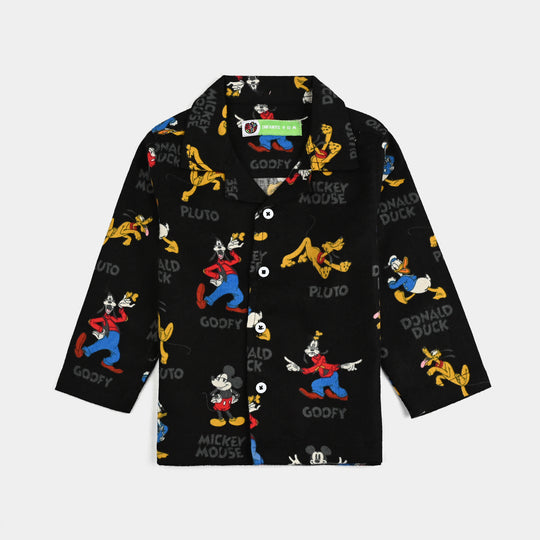 Infant Boys Flannel Night Suit-BLACK