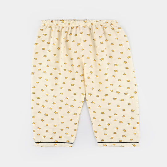 Infant Girls Viscose Night Suit-Stars - Off.White