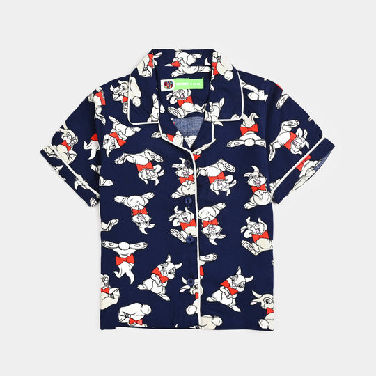 Infant Girls Viscose Night Suit - Blue