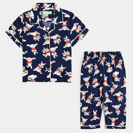 Infant Girls Viscose Night Suit - Blue