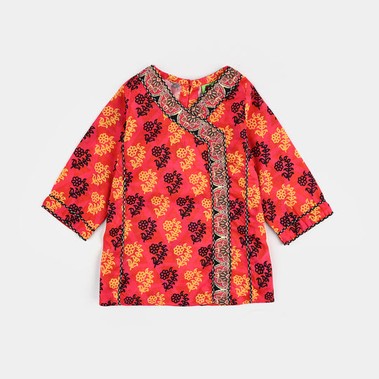 Infant Girls poly cambric Printed 2Pcs-Multi