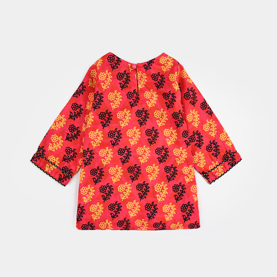 Infant Girls poly cambric Printed 2Pcs-Multi