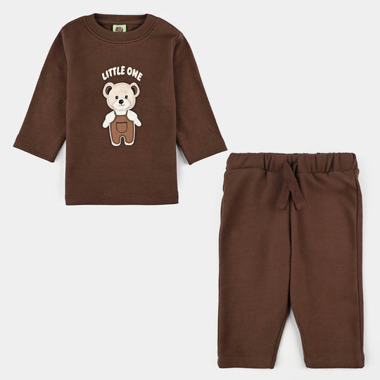 Infant Boys Cotton Interlock Suit Little One-BROWN