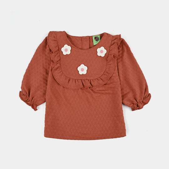 Infant Girls Jacquard Suit FLOWERS-Rust