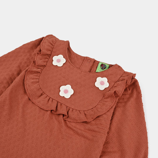 Infant Girls Jacquard Suit FLOWERS-Rust