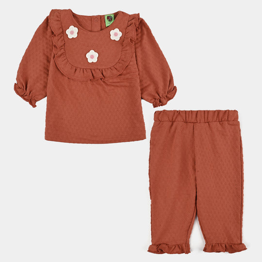 Infant Girls Jacquard Suit FLOWERS-Rust