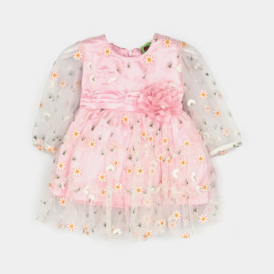 Infant Girls Net Fancy Frock-Pretty - Lt Pink