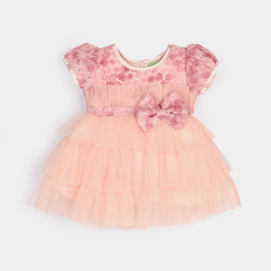Infant Girls Net Fancy Frock-Classic-Light Pink