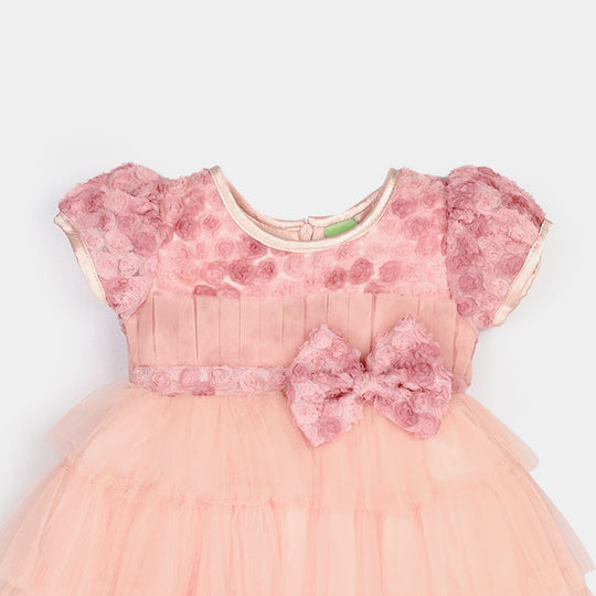 Infant Girls Net Fancy Frock-Classic-Light Pink