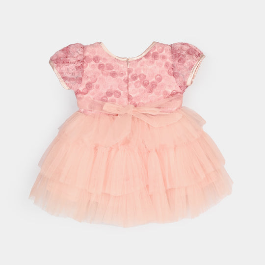 Infant Girls Net Fancy Frock-Classic-Light Pink