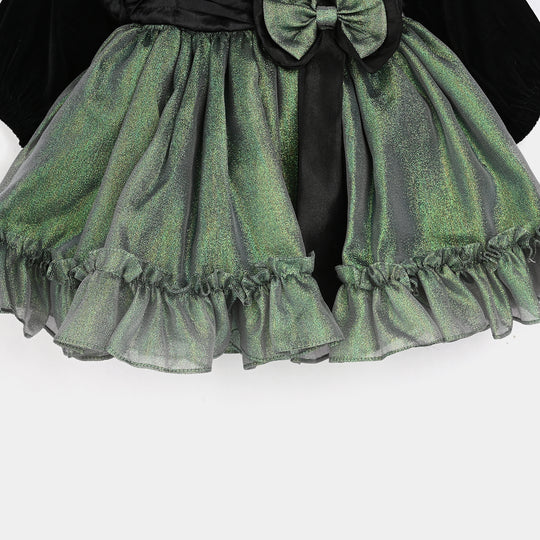 Infant Girls Organza Fancy Frock-Shine - Green