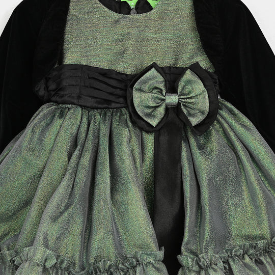 Infant Girls Organza Fancy Frock-Shine - Green
