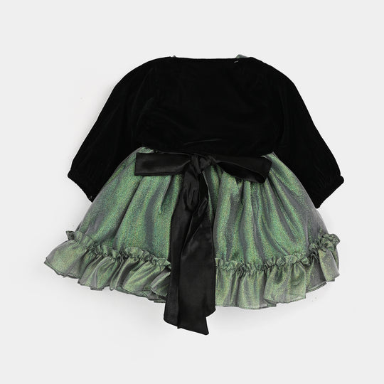 Infant Girls Organza Fancy Frock-Shine - Green