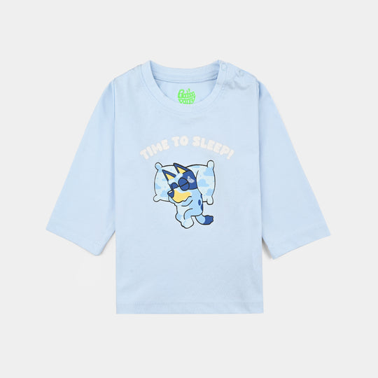 Infant Boys Poly Cotton Jersey Night Suit TIME TO SLEEP-BLUE