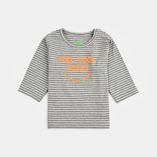 Infant Boys Jersey/Terry T-Shirt F/S HERE COMES THE FUN-GREY