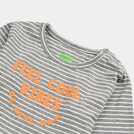 Infant Boys Jersey/Terry T-Shirt F/S HERE COMES THE FUN-GREY