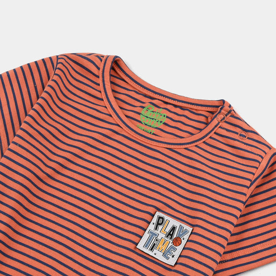 Infant Boys Jersey/Terry T-Shirt H/S PLAY TIME - Rust