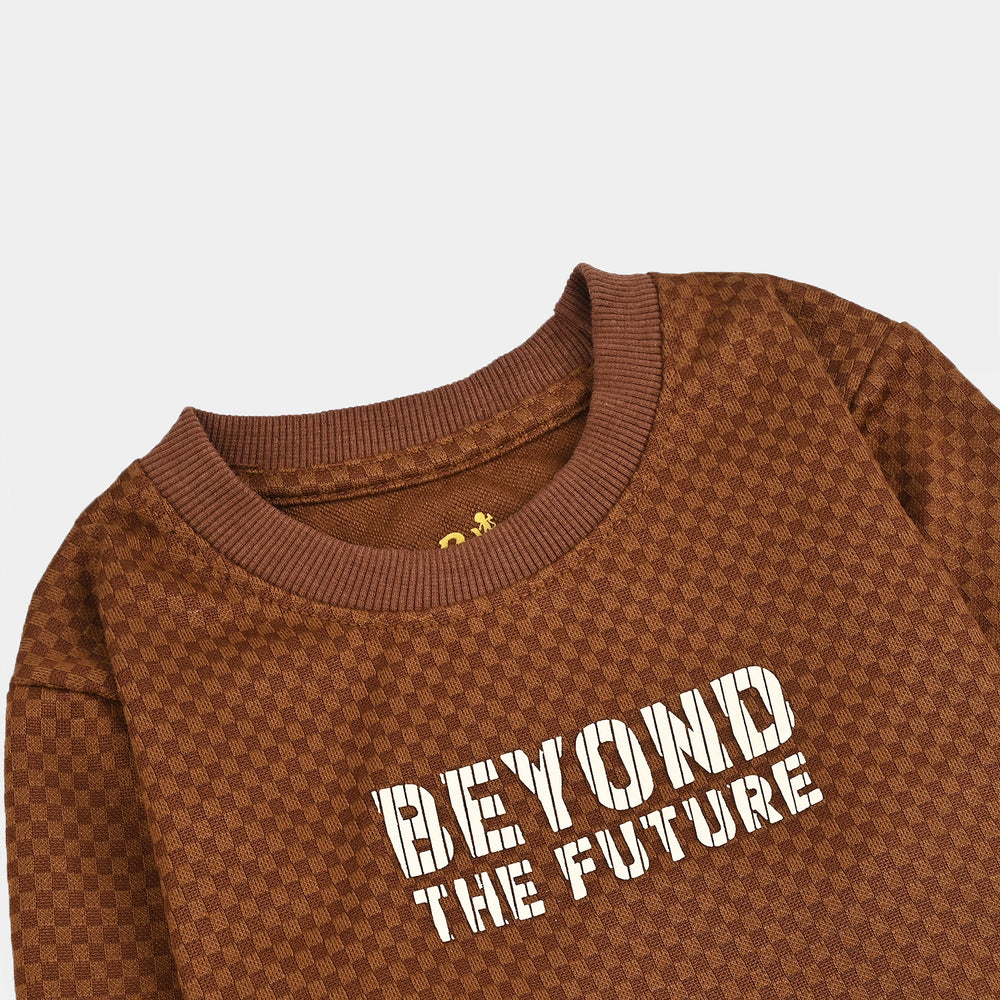 Boys Jacquard Sweatshirt (Beyond The Future) - Brown