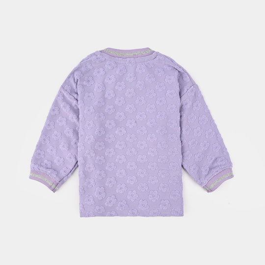 Infant Girls Jacquard T-Shirt F/S LILAC FLOWER FABRIC - Purple