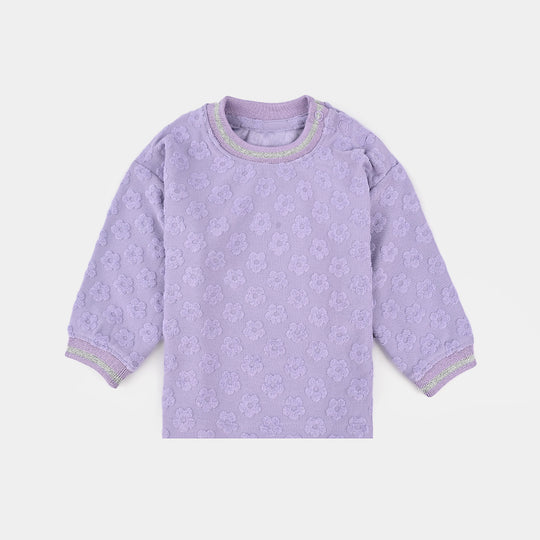 Infant Girls Jacquard T-Shirt F/S LILAC FLOWER FABRIC - Purple