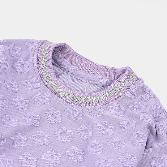 Infant Girls Jacquard T-Shirt F/S LILAC FLOWER FABRIC - Purple