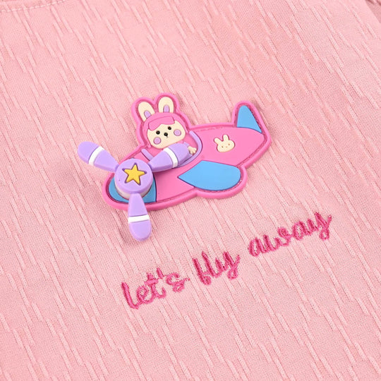 Infant Girls Jacquard T-Shirt F/S LETS FLY AWAY-Peach